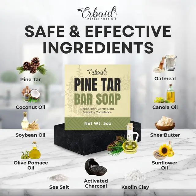 Alt view image 6 of 7 - Pine Tar Soap Natural Pine Tar Soap Bar for Men Cleansing Bar for Acne, Eczema, Psoriasis & Itch Relief Face & Body Wash with Activated Charcoal & Colloidal Oatmeal Mens Wash Made in the USA