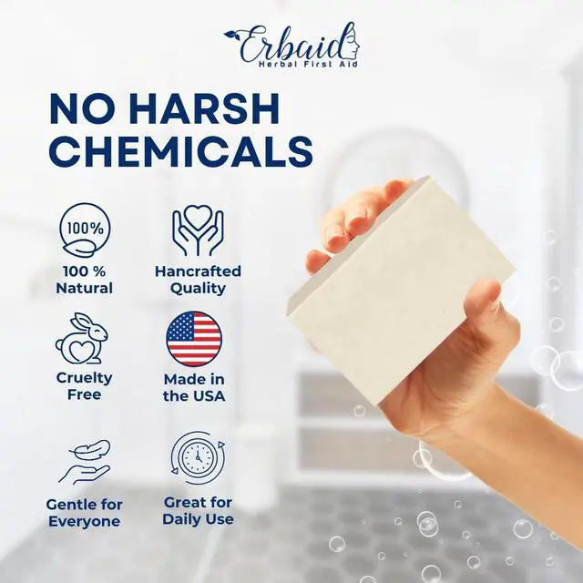 Alt view image 5 of 7 - Colloidal Silver Soap Bar, 4oz Unscented Natural Handmade in USA Pure Cleanser for Face, Body & Hands Cleansing, Moisturizing, Soothing Itch Relief Wash for Sensitive Skin, Acne, Hyperpigmentation
