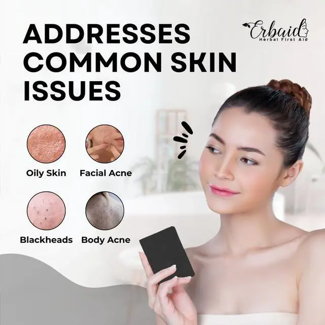 Alt view image 3 of 7 - Charcoal Soap Natural Activated Charcoal Black Soap Bar Exfoliating Face & Body Wash for Dry, Sensitive, Oily Skin Facial Cleanser with Bentonite Clay for Acne, Blackheads, & Scars, Made in USA