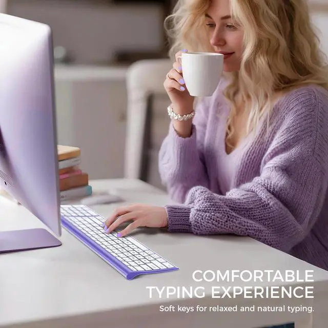 Alt view image 3 of 7 - iClever BK10 Bluetooth Keyboard Quiet Typing Multi-Device USB-C Rechargeable Slim Wireless Keyboard for Mac Windows iPad Office