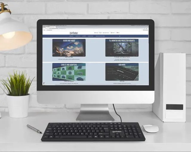 Alt view image 2 of 7 - Manhattan Wired Computer Keyboard Basic Black Keyboard - with 4.5ft USB-A Cable, 104-keys, Foldable Stands - Compatible for Windows, PC, Laptop - 3 Yr Mfg Warranty 179324