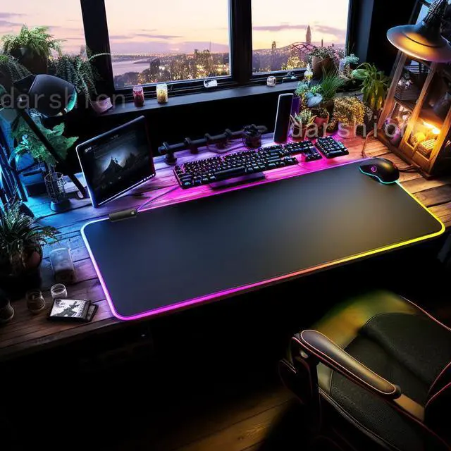 Alt view image 2 of 7 - Keyboard Pad Gaming Mouse Pad RGB LED Light 31.5" x 11.8" E-Sports Gamer Mouse Pad Computer Backlit Mat Extended Thickened Non Slip for PC Laptop Desktop Mac Game Typing