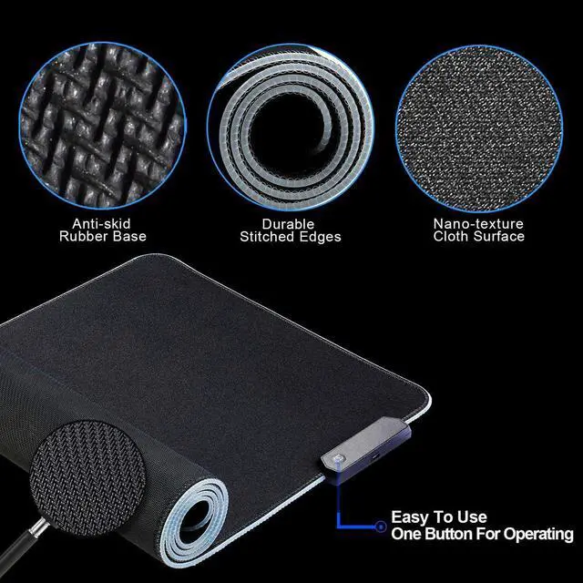 Alt view image 4 of 7 - Keyboard Pad Gaming Mouse Pad RGB LED Light 31.5" x 11.8" E-Sports Gamer Mouse Pad Computer Backlit Mat Extended Thickened Non Slip for PC Laptop Desktop Mac Game Typing
