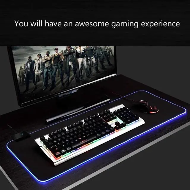 Alt view image 7 of 7 - Keyboard Pad Gaming Mouse Pad RGB LED Light 31.5" x 11.8" E-Sports Gamer Mouse Pad Computer Backlit Mat Extended Thickened Non Slip for PC Laptop Desktop Mac Game Typing