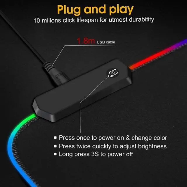 Alt view image 5 of 7 - Keyboard Pad Gaming Mouse Pad RGB LED Light 31.5" x 11.8" E-Sports Gamer Mouse Pad Computer Backlit Mat Extended Thickened Non Slip for PC Laptop Desktop Mac Game Typing