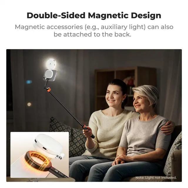 Alt view image 3 of 7 - K&F CONCEPT Lightweight 71 inch Magnetic Selfie Stick Tripod, Portable Extendable Phone Stand with Bluetooth Remote, 3-Axis Adjustment Aluminium Vlog Rig Compatible with iPhone 17 16 15 14 Pro Max