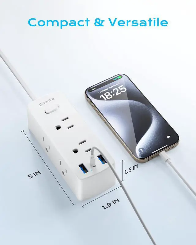 Alt view image 5 of 6 - European Travel Plug Adapter, Olcorife Universal Travel Adapter for EU UK US AUS, 6 Outlets 3 USB Ports with 5ft Extension Cord, International Power Adapter for US to Europe UK AUS