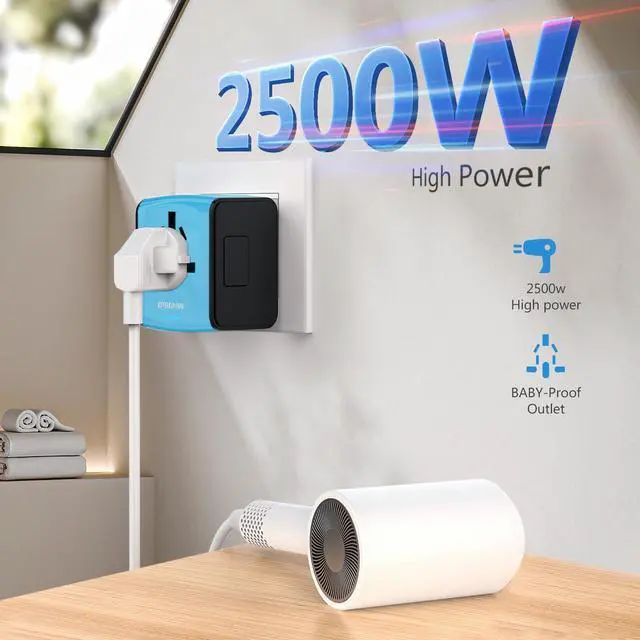 Alt view image 7 of 7 - DISGIAN Travel Adapter, Universal International Power Adapter with 3USB Port and Type-C International Wall Charger Worldwide AC Power Plug for Multi-Nation Travel UK, EU, AU Over 200 Countries (Blue)