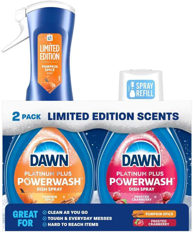 Main image of Dawn Powerwash Spray, Dish Soap, Dishwashing Liquid, Pumpkin Spice + Frosted Cranberry, 1 Starter Kit + 1 Refill, 2x16 Fl Oz