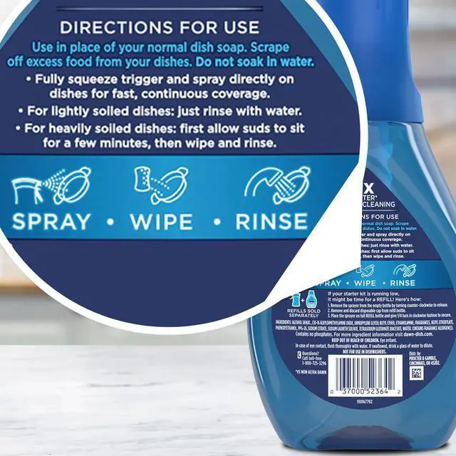 Alt view image 5 of 7 - Dawn Powerwash Spray Refill Dish Soap, 4 Pack 16 Fl Oz Dawn Platinum Fresh Scent Dishwashing Liquid, Heavy Duty Power Wash Refills Bundle with Scotch-Brite Heavy Duty Scrub Sponge