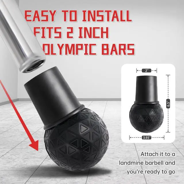 Alt view image 3 of 6 - CONREDA Landmine Attachment for Barbell, Portable Landmine Base for 2" Olympic Bars, Non-Slip Rubber Barbell Landmine Attachment for T-Bar Row, Press, Squat, Rotation, Home Gym Equipment