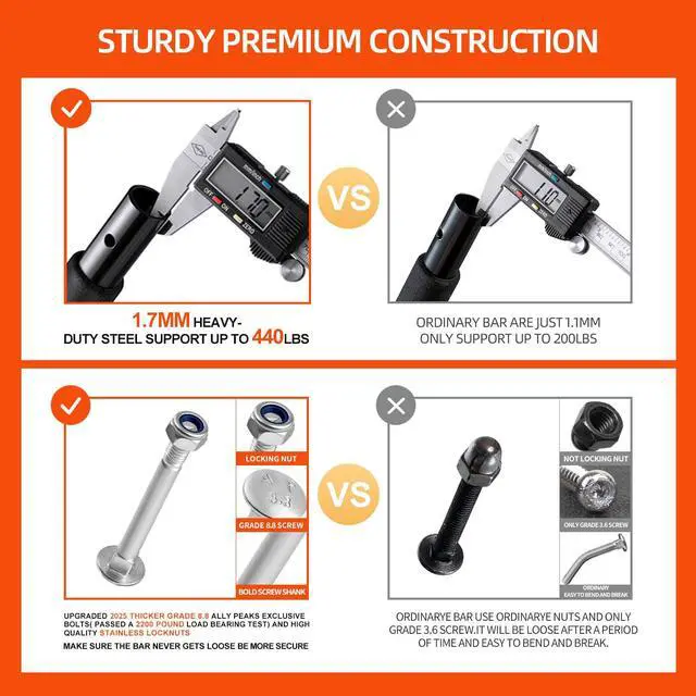 Alt view image 2 of 7 - ALLY PEAKS Pull Up Bar Thickened Steel Pipe Super Heavy Duty Steel Frame Upper Workout Bar| Multi-Grip Strength for Doorway | Indoor Chin-Up Bar Fitness Trainer for Home Gym Max Limit 440 lbs