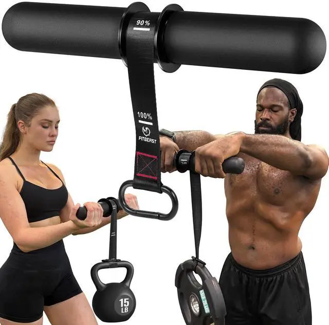 Main image of FitBeast Forearm Strengthener & Exerciser, Wrist Roller with Thicker Handle, Trainer with Adjustable Strap - Ideal for Grip Strength, Muscle Building, Rehabilitation (Black)