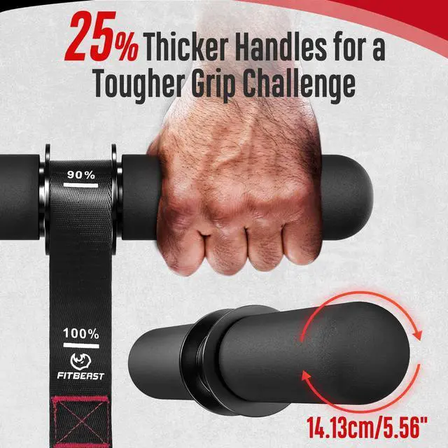 Alt view image 2 of 6 - FitBeast Forearm Strengthener & Exerciser, Wrist Roller with Thicker Handle, Trainer with Adjustable Strap - Ideal for Grip Strength, Muscle Building, Rehabilitation (Black)