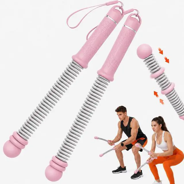 Main image of GOOGO Upgraded Ropeless Battle Ropes (Pair), Adjustable Resistance Workout Equipment with Steel ABS TPR Handles, Compact Low-Impact Cardio Trainer for Home Gym, HIIT, Strength Training, Pink
