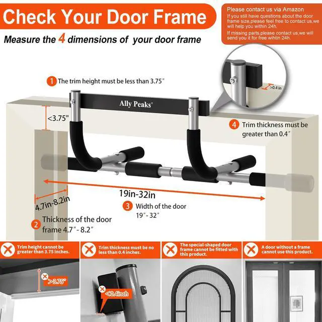 Alt view image 4 of 7 - ALLY PEAKS Pull Up Bar Thickened Steel Pipe Super Heavy Duty Steel Frame Upper Workout Bar| Multi-Grip Strength for Doorway | Indoor Chin-Up Bar Fitness Trainer for Home Gym Max Limit 440 lbs