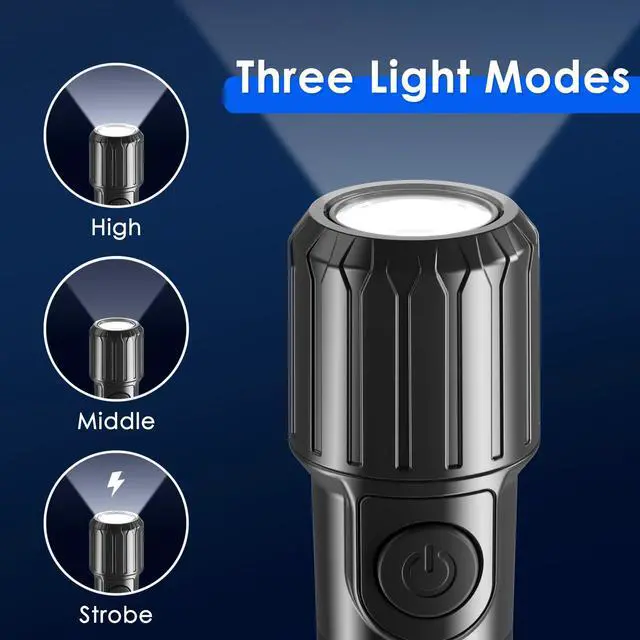 Alt view image 2 of 7 - LomakGlow Multi-Function Hand-Powered LED Flashlight, IPX4 Waterproof, Magnetic Base, 3 Lighting Modes, Collapsible & Handheld for Home, Camping, and Hiking