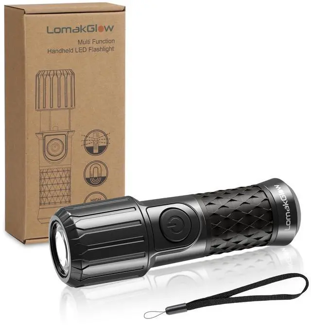 Main image of LomakGlow Multi-Function Hand-Powered LED Flashlight, IPX4 Waterproof, Magnetic Base, 3 Lighting Modes, Collapsible & Handheld for Home, Camping, and Hiking