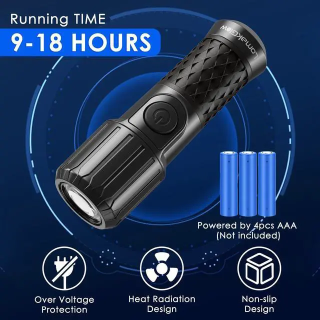 Alt view image 4 of 7 - LomakGlow Multi-Function Hand-Powered LED Flashlight, IPX4 Waterproof, Magnetic Base, 3 Lighting Modes, Collapsible & Handheld for Home, Camping, and Hiking