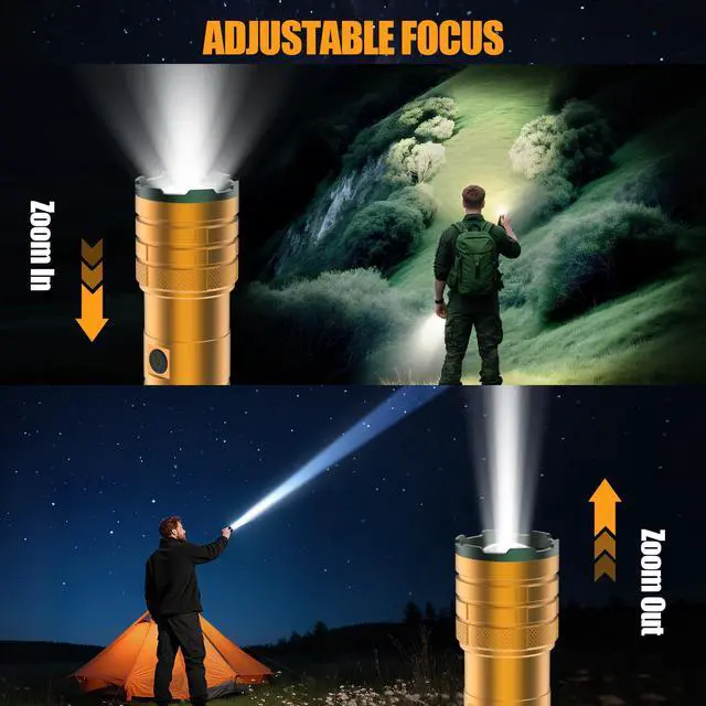 Alt view image 3 of 6 - limalnicy Rechargeable Flashlights High Lumens 100,000 Long Lasting, 4 Modes with Side COB Light, Super Bright LED Flashlight USB C Input & Output, Powerful Strong Flash Light for Hiking Camping