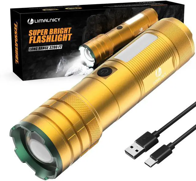 Main image of limalnicy Rechargeable Flashlights High Lumens 100,000 Long Lasting, 4 Modes with Side COB Light, Super Bright LED Flashlight USB C Input & Output, Powerful Strong Flash Light for Hiking Camping