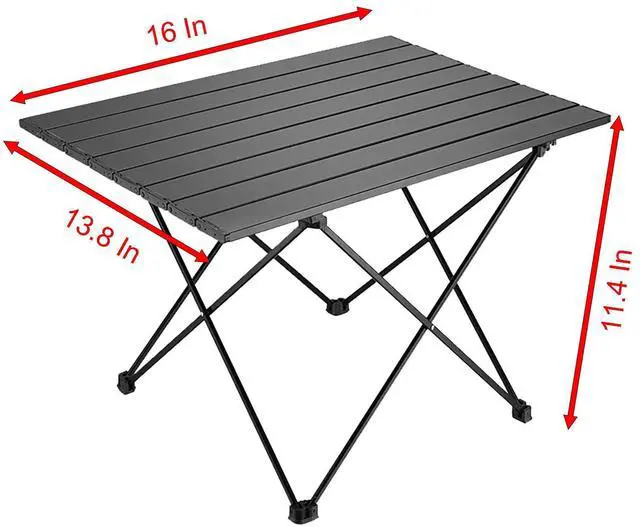 Alt view image 2 of 7 - YIKANGHENG Folding Camping Table, 16 Inch x 13.8 Inch x 11.4 Inch Black Carbon Steel Foldable Table with Storage Bag for Home and Outdoors (S)