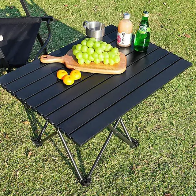 Alt view image 4 of 7 - YIKANGHENG Folding Camping Table, 16 Inch x 13.8 Inch x 11.4 Inch Black Carbon Steel Foldable Table with Storage Bag for Home and Outdoors (S)