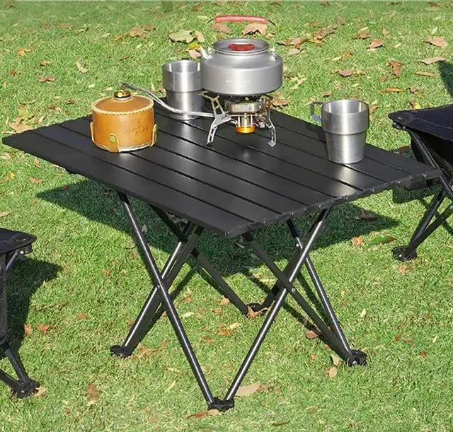 Alt view image 7 of 7 - YIKANGHENG Folding Camping Table, 16 Inch x 13.8 Inch x 11.4 Inch Black Carbon Steel Foldable Table with Storage Bag for Home and Outdoors (S)