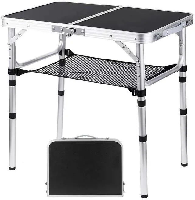 Main image of YihuiKo Folding Camping Table, Adjustable Height Folding Table, Portable Aluminum Small Folding Table with Carry Handle for Picnic, BBQ, Indoor, Office