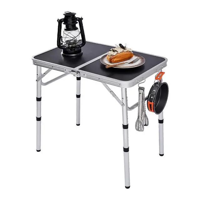 Alt view image 5 of 7 - YihuiKo Folding Camping Table, Adjustable Height Folding Table, Portable Aluminum Small Folding Table with Carry Handle for Picnic, BBQ, Indoor, Office