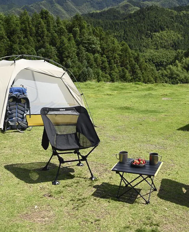 Alt view image 2 of 7 - iClimb Ultralight Compact Camping Folding Table with Carry Bag (Black - S)