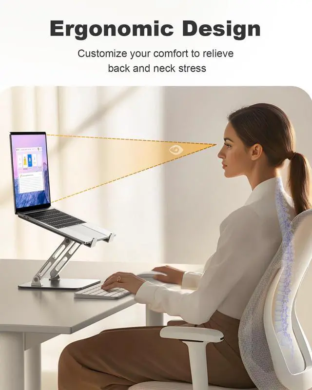 Alt view image 2 of 7 - RIWUCT Laptop Stand for Desk Adjustable Height, Ergonomic Laptop Riser Holder with Dual-bar Support, Portable Computer Notebook Stand for MacBook Air Pro, Dell XPS, HP (10-16")