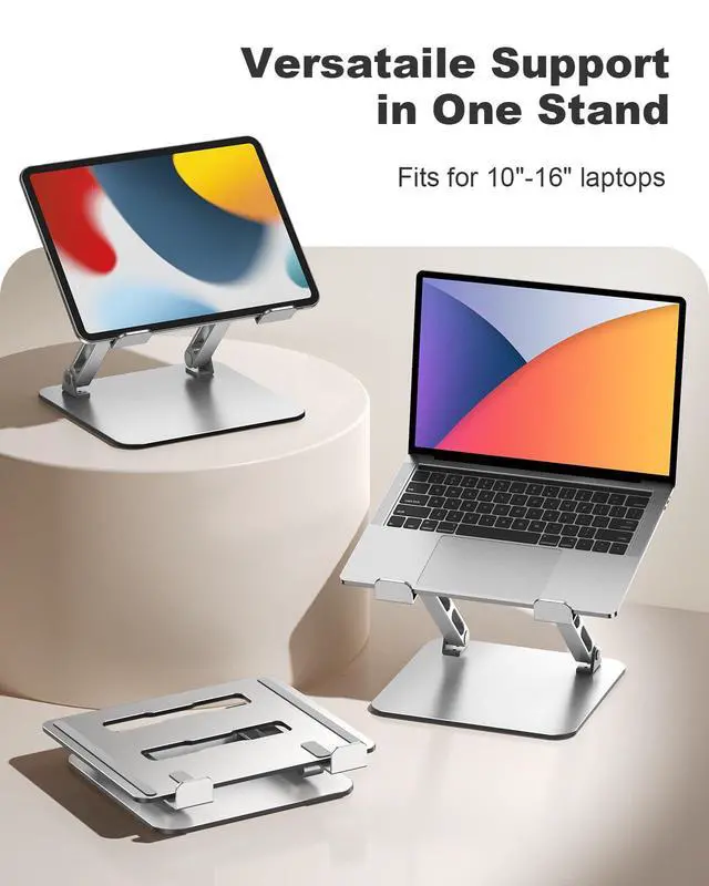 Alt view image 6 of 7 - RIWUCT Laptop Stand for Desk Adjustable Height, Ergonomic Laptop Riser Holder with Dual-bar Support, Portable Computer Notebook Stand for MacBook Air Pro, Dell XPS, HP (10-16")