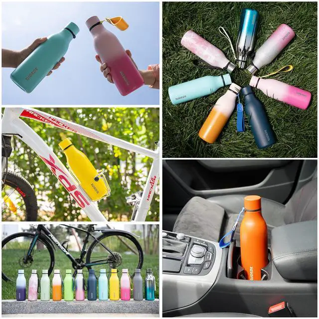 Alt view image 6 of 6 - BJPKPK Insulated Water Bottles, 18 oz Stainless Steel Metal Water Bottle with Strap, BPA Free Leak Proof Jugs, Mugs, Flasks, Reusable Thermal Flasks for Sports & Travel, Navy Blue