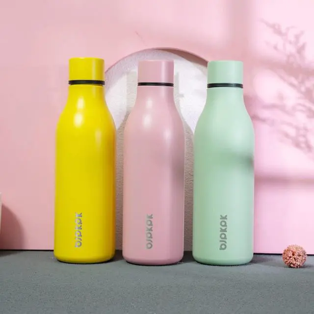 Alt view image 4 of 6 - BJPKPK Insulated Water Bottles, 18 oz Stainless Steel Metal Water Bottle with Strap, BPA Free Leak Proof Jugs, Mugs, Flasks, Reusable Thermal Flasks for Sports & Travel, Macaron Green