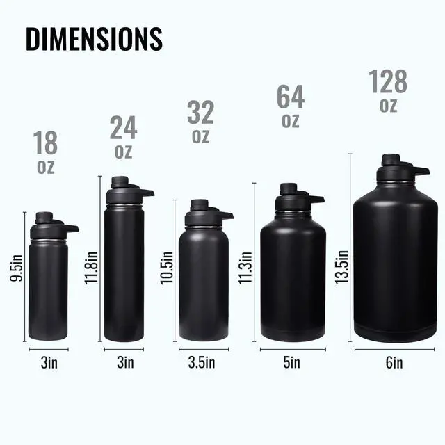 Alt view image 5 of 7 - Fijinhom 24 oz Insulated Water Bottle with Handle, 304 Stainless Steel Water Bottles with Wide Mouth, Double Wall Vacuum Sports Water Bottle, BPA Free, Keep Cold and Hot, Black