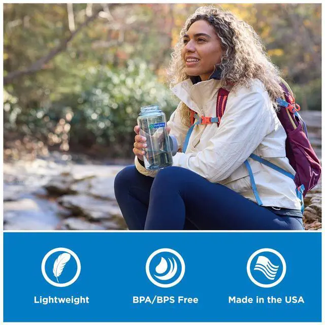 Alt view image 4 of 6 - Nalgene 32 oz Wide Mouth Water Bottle | BPA-Free, Durable & Leak Proof, Lightweight Bottle for Hiking & Gym, Work & Travel, Baby Blue
