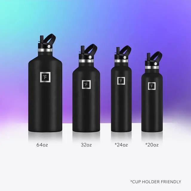 Alt view image 5 of 6 - IRON °FLASK Camping & Hiking Hydration Flask with Straw, BPA-Free Insulated Stainless Steel Sports Water Bottle - 24 oz Midnight Black