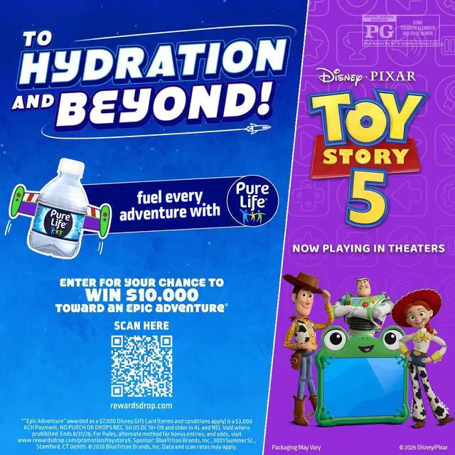 Alt view image 3 of 6 - Pure Life Purified Bottled Water, 24 Pack - Still Drinking Water Enhanced with Minerals for a Crisp Taste - 8 Fl Oz - Toy Story 5 Packaging Graphics