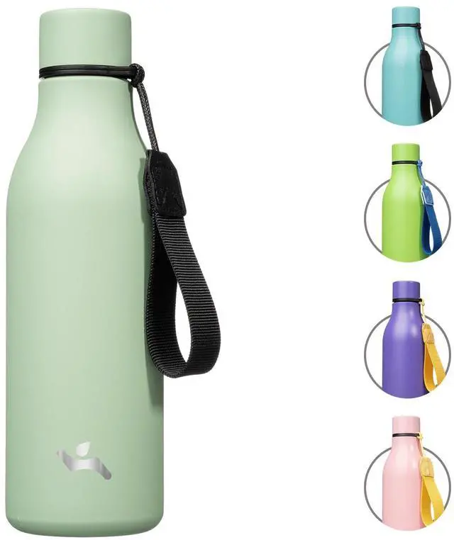 Main image of Konokyo Insulated Water Bottle with Strap,18 oz Double Wall Stainless Steel Vacuum Bottles Metal Water Flask,Macaron Green