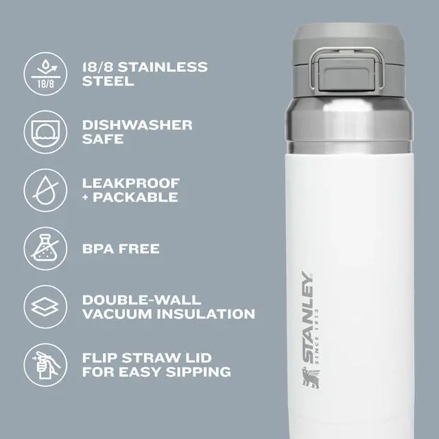 Alt view image 2 of 6 - Stanley Quick Flip GO Water Bottle 24 oz | Push Button Lid | Leakproof and Packable for Travel and Sports | Insulated Stainless Steel | BPA-Free | Black 2.0