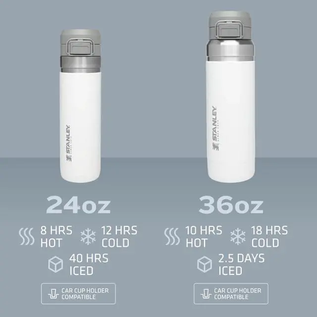 Alt view image 3 of 6 - Stanley Quick Flip GO Water Bottle 24 oz | Push Button Lid | Leakproof and Packable for Travel and Sports | Insulated Stainless Steel | BPA-Free | Black 2.0