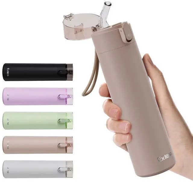 Main image of 9oz Small Water Bottles with Straw, Mini Water Bottle with One-Hand Open Design, Leak-Proof Locking Lid for Hot&Cold Drinks, Small Travel Water Bottle - 100% Leakproof for School, Travel...(Mocha)