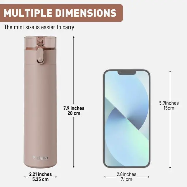 Alt view image 2 of 7 - 9oz Small Water Bottles with Straw, Mini Water Bottle with One-Hand Open Design, Leak-Proof Locking Lid for Hot&Cold Drinks, Small Travel Water Bottle - 100% Leakproof for School, Travel...(Mocha)