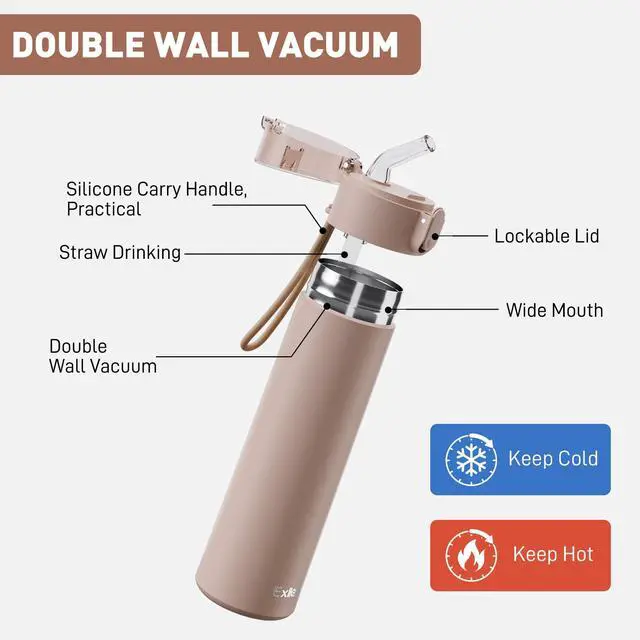Alt view image 3 of 7 - 9oz Small Water Bottles with Straw, Mini Water Bottle with One-Hand Open Design, Leak-Proof Locking Lid for Hot&Cold Drinks, Small Travel Water Bottle - 100% Leakproof for School, Travel...(Mocha)