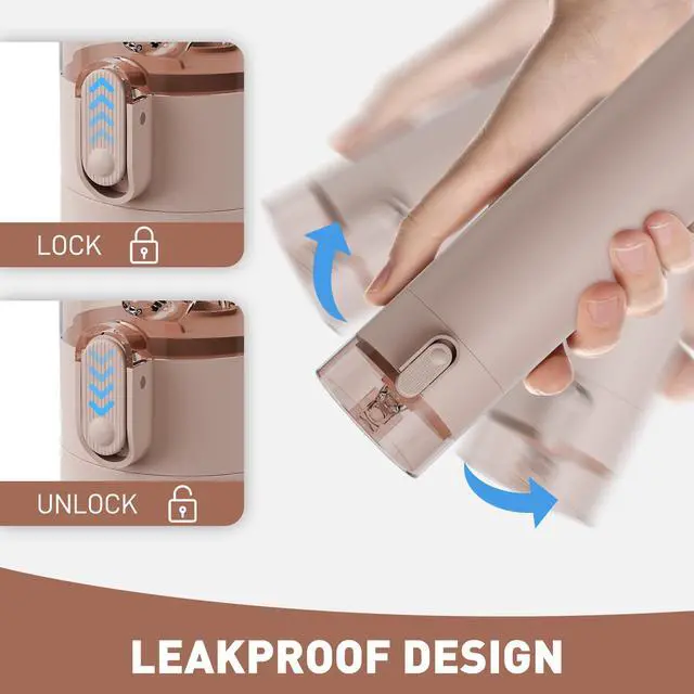 Alt view image 4 of 7 - 9oz Small Water Bottles with Straw, Mini Water Bottle with One-Hand Open Design, Leak-Proof Locking Lid for Hot&Cold Drinks, Small Travel Water Bottle - 100% Leakproof for School, Travel...(Mocha)