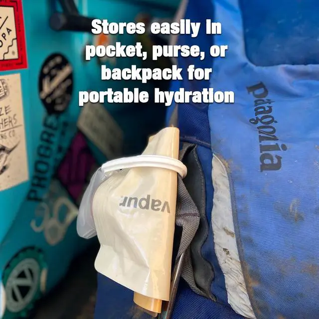Alt view image 2 of 6 - Vapur Collapsible Water Bottle With Carabiner, Compact Bottle Folds Flat For Hydration On The Go, Ideal for Traveling, Hiking or Camping, 34 Ounce, Blackout, Pack of 2