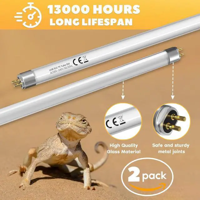 Alt view image 5 of 7 - GlowUp 12inch T5 8W 10.0 Reptile UVB Bulb T5 UVB Reptile Light Bulb UVA UVB Lamp Tube for Bearded Dragons Turtles Chameleon and Lizards Tropical Desert Reptiles- 2Pack