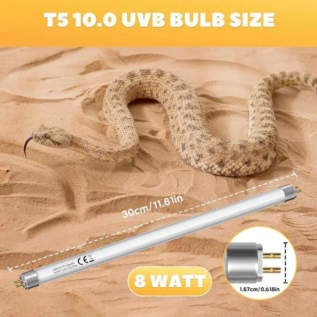 Alt view image 6 of 7 - GlowUp 12inch T5 8W 10.0 Reptile UVB Bulb T5 UVB Reptile Light Bulb UVA UVB Lamp Tube for Bearded Dragons Turtles Chameleon and Lizards Tropical Desert Reptiles- 2Pack
