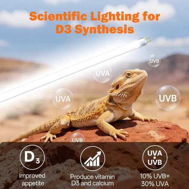 Alt view image 3 of 7 - T5 UVB Reptile Light Fixture Combo Kit 24W: 10.0 UVB Light for Reptiles Terrarium Hood Comes with Ho UVB Lamp, 22'' Linear UVB Light Bar for Desert Bearded Dragon,Turtle,Gecko - UV Sensor Test Card